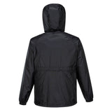 HUSKI STRATUS RAIN JACKET Waterproof Workwear Concealed Hood Windproof Packable - Black - XXL