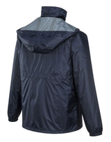 HUSKI STRATUS RAIN JACKET Waterproof Workwear Concealed Hood Windproof Packable - Navy Blue - XXL
