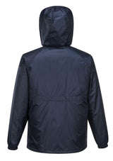 HUSKI STRATUS RAIN JACKET Waterproof Workwear Concealed Hood Windproof Packable - Navy Blue - XXL