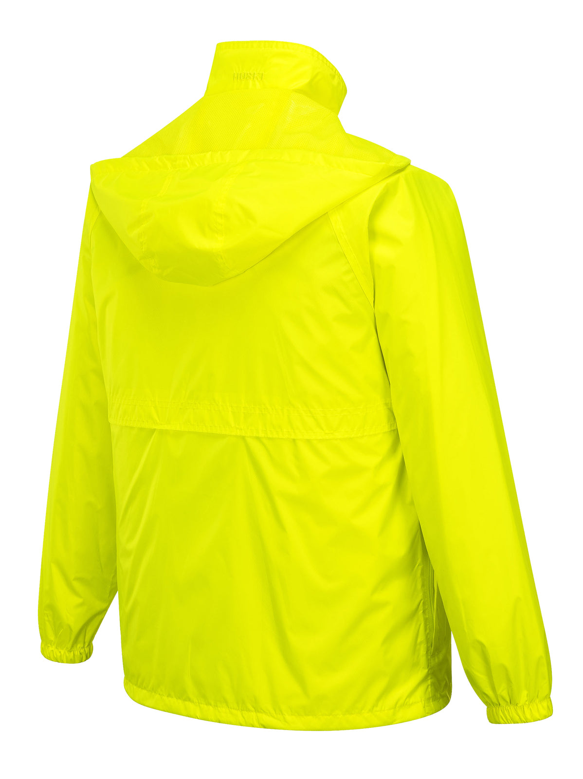 HUSKI STRATUS RAIN JACKET Waterproof Workwear Concealed Hood Windproof Packable - Yellow Fluro - S