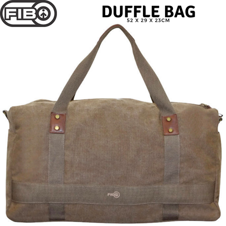 FIB 52cm Canvas Travel Duffle Bag Casual Duffel - Khaki