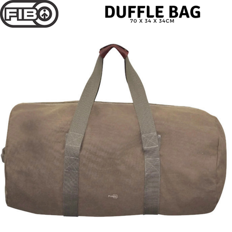 FIB 70cm Canvas Duffle Bag Travel Heavy Duty Large Sports Gym Work - Khaki