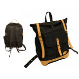 FIB Water Resistant Backpack Canvas Dry Bag w Roll Top Closure - Black