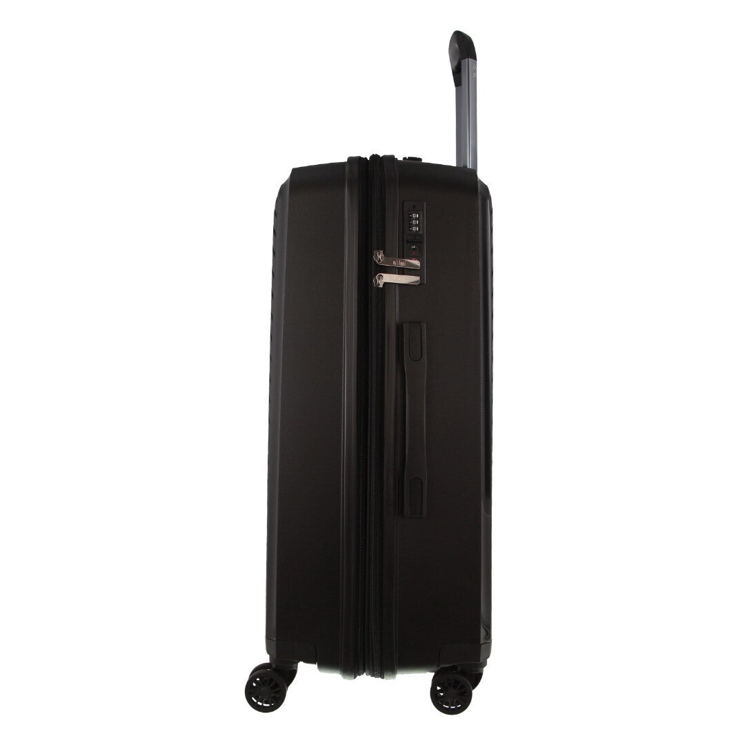 Pierre Cardin Inspired Milleni Checked Luggage Bag Travel Carry On Suitcase 65cm (82.5L) - Black