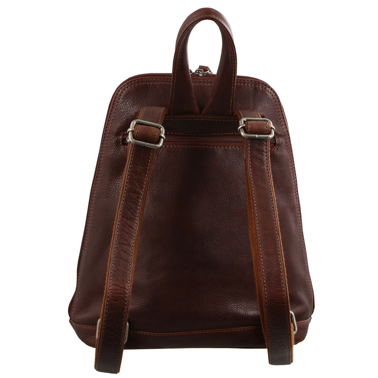 Milleni Womens Bag Italian Leather Soft Nappa Leather Backpack Travel - Chestnut