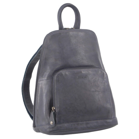 Milleni Women Ladies Twin Zip Backpack Nappa Italian Leather Bag Travel - Teal