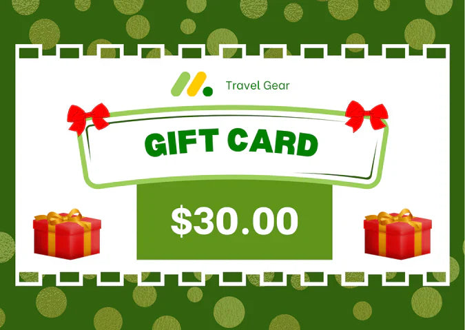 Travel Gear Australia gift card being redeemed at online checkout, showing the gift card code entry field.