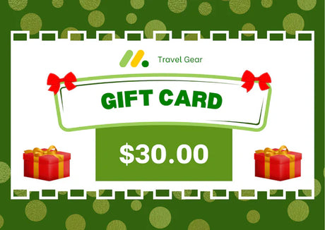 Travel Gear Australia gift card being redeemed at online checkout, showing the gift card code entry field.