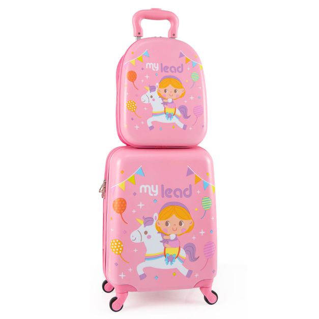 2 Pieces Kids Luggage Set with Handles and Spinner Wheels