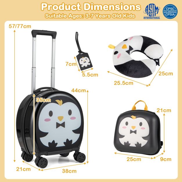 4-Piece Kids Luggage Suitcase Set with 35 cm Spinner