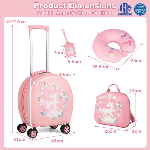 4-Piece Kids Luggage Suitcase Set with 35 cm Spinner