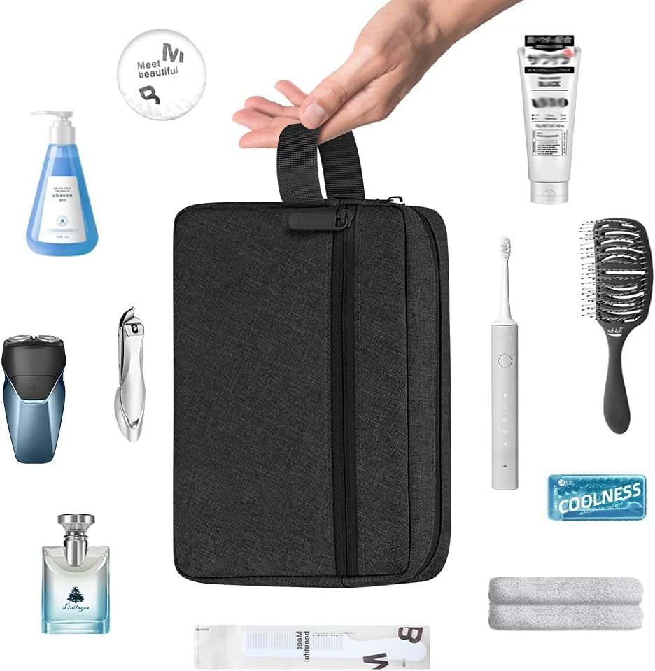 Water-Resistant Hanging Toiletry Bag – Black