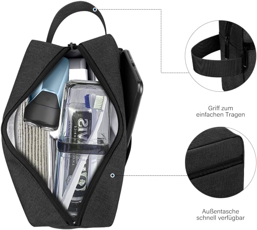 Water-Resistant Hanging Toiletry Bag – Black