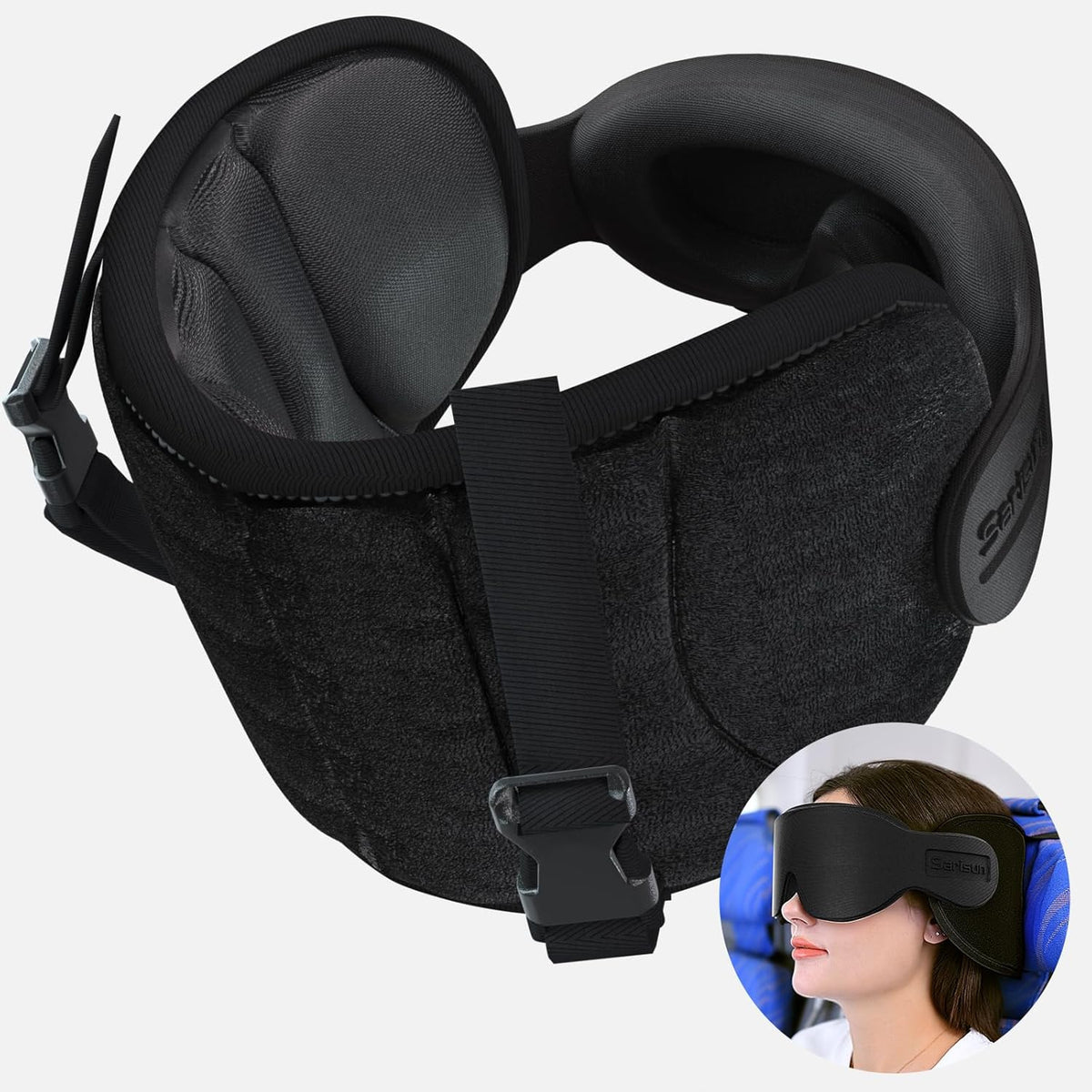 Airplane Travel Pillow with 3D Eye Mask