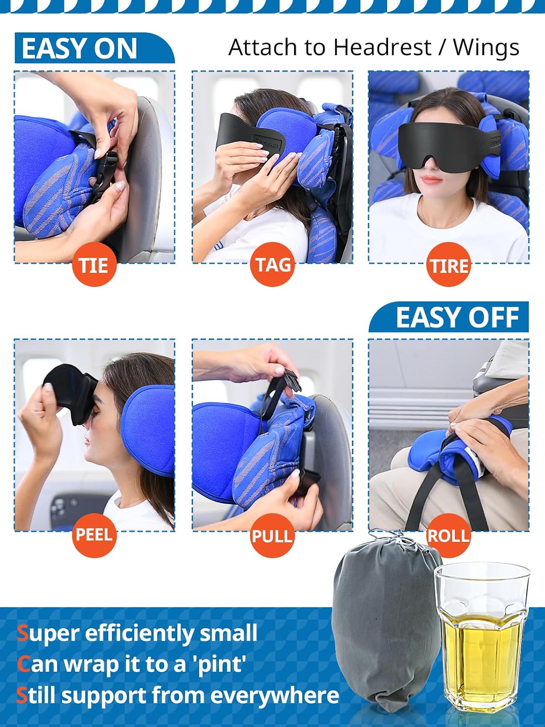 Airplane Travel Pillow with 3D Eye Mask