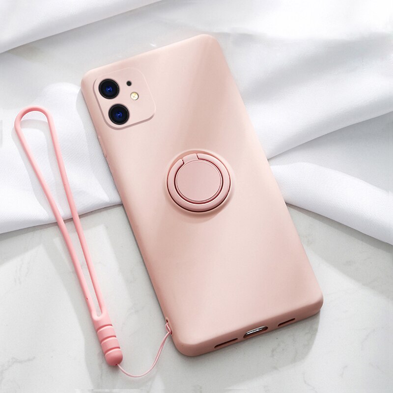 Ring Silicone iPhone 13/12/Pro/Max/11/XR/XS Shockproof Case Stand Lanyard Cover
