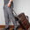 Large Capacity Cowhide Trolley Travel Bag