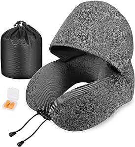 Hooded Travel U-Shaped Memory Foam Pillow - Ultimate Neck Support for Travelers