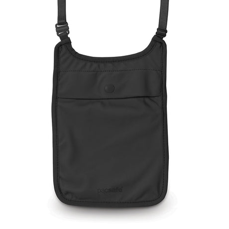 Black Pacsafe Coversafe S75 secret neck pouch front view