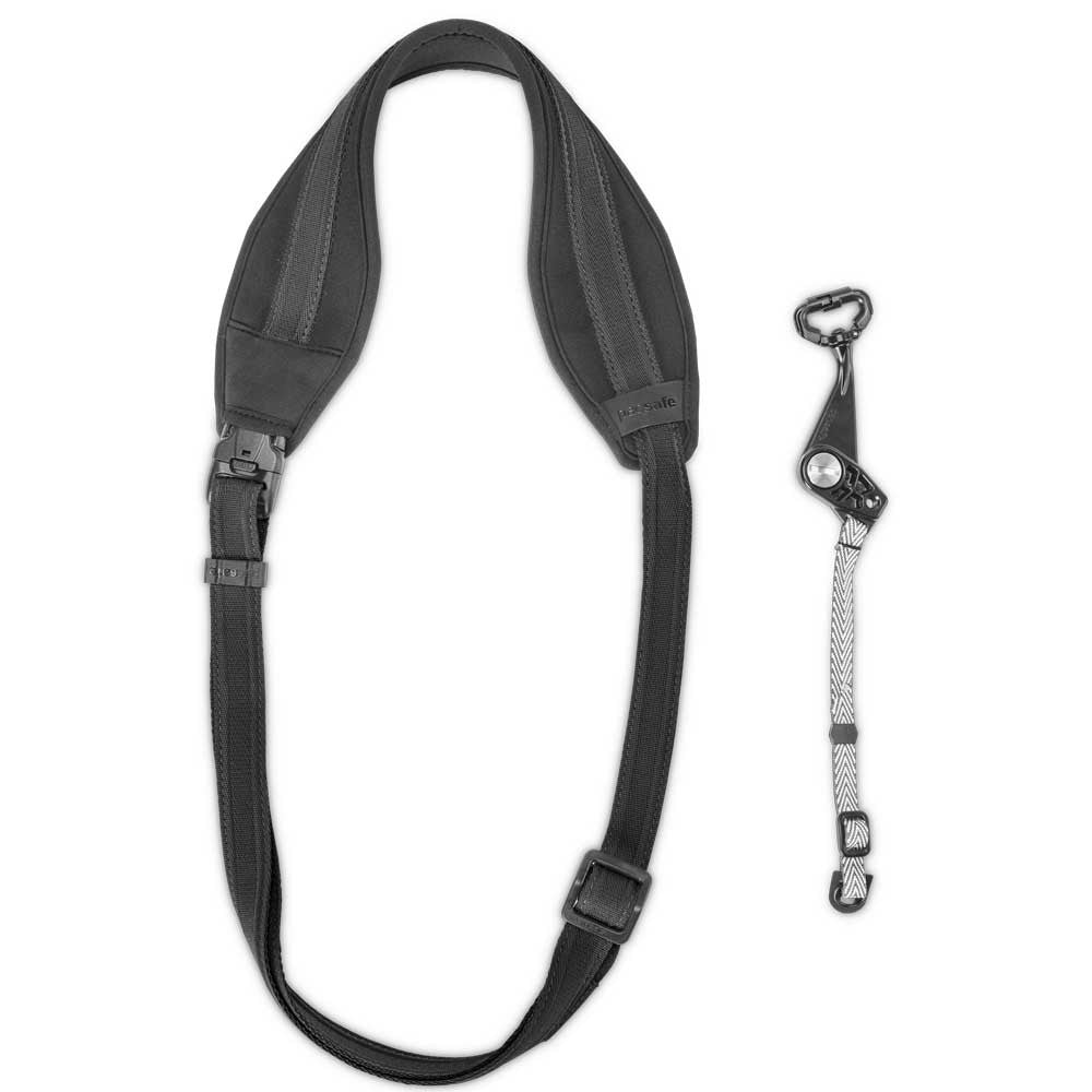 Pacsafe Carrysafe 150GII  sling shoulder strap and attached dyneema strap