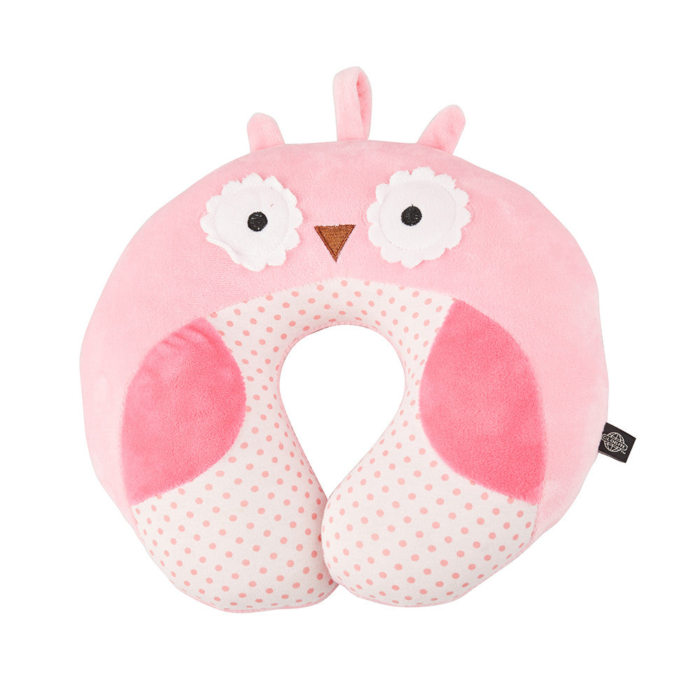 Globite Travel Buddy kids' neck pillow – pink owl