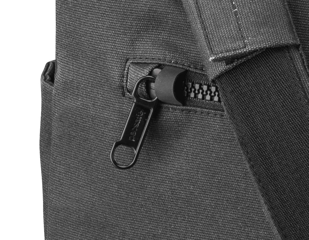 Pacsafe Intasafe Cross Body bag, Charcoal, zipper pull