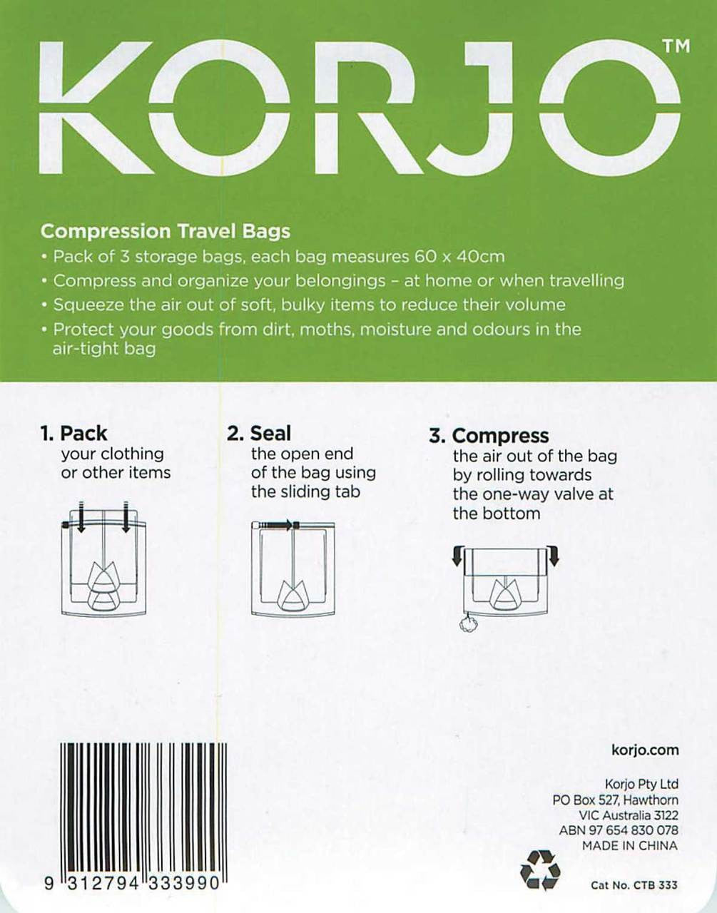 Korjo Compression Bags instructions