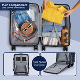 Wanderlite 20" Luggage Suitcase Front Pocket Travel Carry On Dual TSA Navy