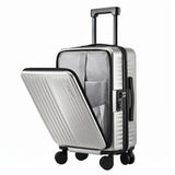 Wanderlite 20" Luggage Suitcase Front Pocket Travel Carry On Dual TSA Silver