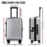 Wanderlite 20" Luggage Suitcase Front Pocket Travel Carry On Dual TSA Silver