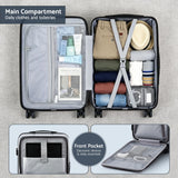 Wanderlite 20" Luggage Suitcase Front Pocket Travel Carry On Dual TSA Silver
