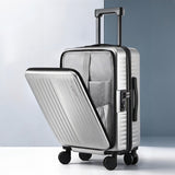 Wanderlite 20" Luggage Suitcase Front Pocket Travel Carry On Dual TSA Silver