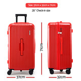 Wanderlite 28" Trunk Luggage Suitcase Travel 5 Wheels Type-C Port TSA Red
