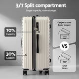 Wanderlite 28" Trunk Luggage Suitcase Travel 5 Wheels Type-C Port TSA Smoky White