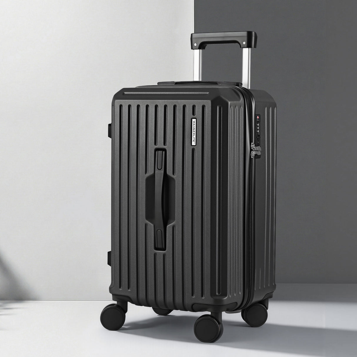 Wanderlite 20" Trunk Luggage Suitcase Travel Carry On TSA Lock Black