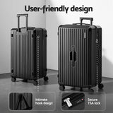 Wanderlite 4pcs Trunk Luggage Suitcase Set Travel Carry On TSA Lock Black