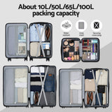 Wanderlite 4pcs Trunk Luggage Suitcase Set Travel Carry On TSA Lock Black