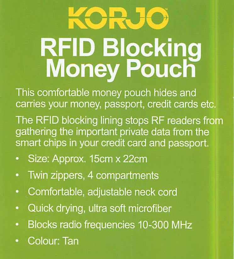 Korjo RFID-blocking neck pouch