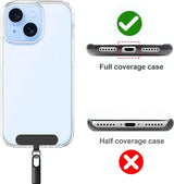 Phone case comparison with full and half coverage options on a white background