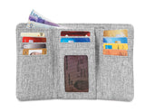Pacsafe RFIDsafe LX100 purse wallet tweed open