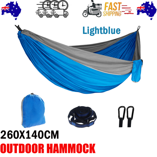 Outdoor Camping Hammock Lightweight 260x140cm Portable Travel Lightblue
