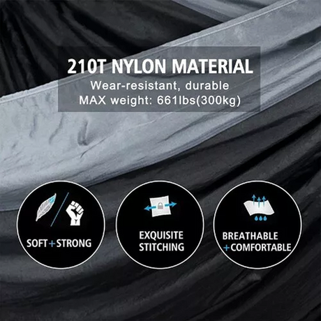 Outdoor Camping Hammock Lightweight 260x140cm Portable Travel Grey