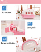 Small Dog Cat Crate Pet Carrier With Tray in Pink