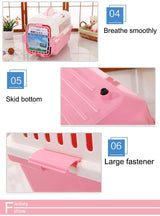 Small Dog Cat Crate Pet Carrier With Tray in Pink