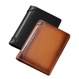 100% Genuine Leather Men's Wallet RFID Blocking Card Holder Bifold and Long Wallets (Black Bifold Verticle)