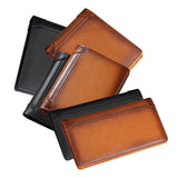 100% Genuine Leather Men's Wallet RFID Blocking Card Holder Bifold and Long Wallets (Black Bifold Verticle)