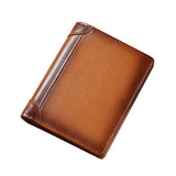 100% Genuine Leather Men's Wallet RFID Blocking Card Holder Bifold and Long Wallets (Brown Bifold Verticle)