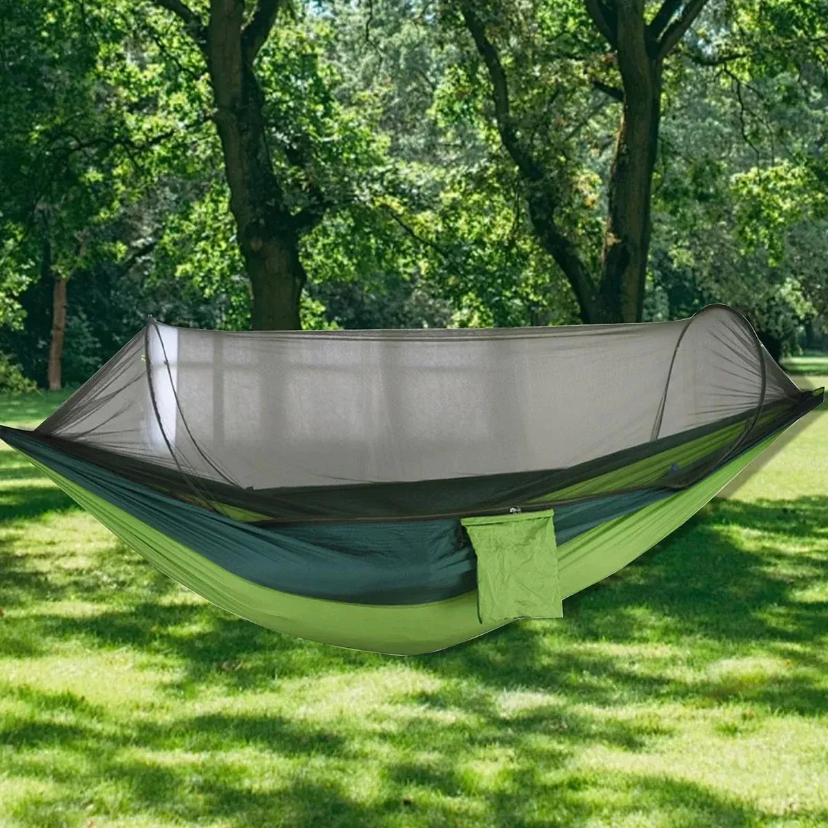 Camping Hammock Tent Set Double Outdoor Hanging Bed With Mosquito Net For Travel - Army green