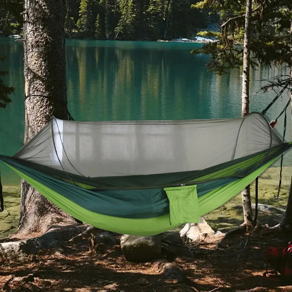 Camping Hammock Tent Set Double Outdoor Hanging Bed With Mosquito Net For Travel - Camouflage