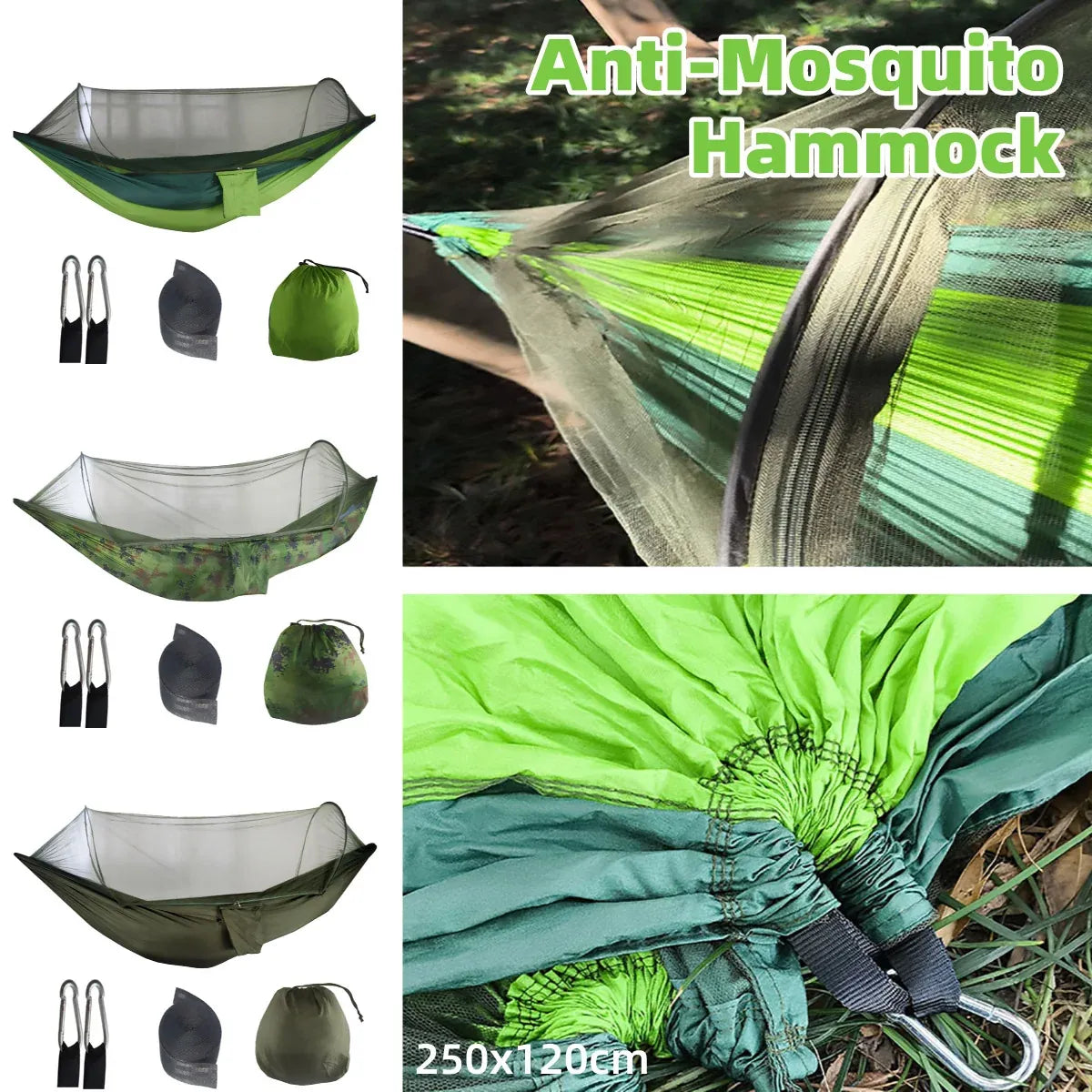 Camping Hammock Tent Set Double Outdoor Hanging Bed With Mosquito Net For Travel - Camouflage